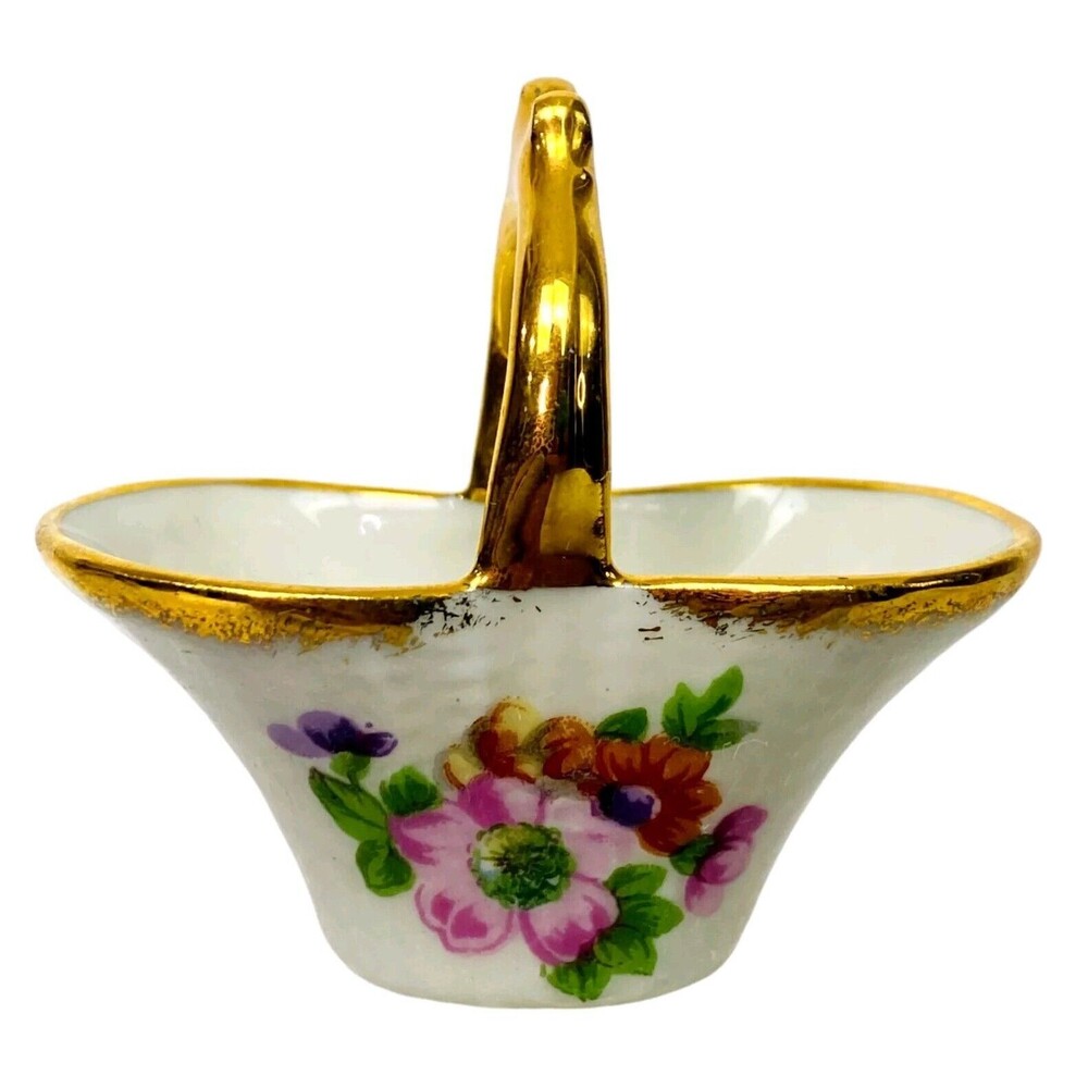 Vintage Limoges Porcelain Flower Garden Basket Doll House Porcelaine d' Art - Picture 6 of 14